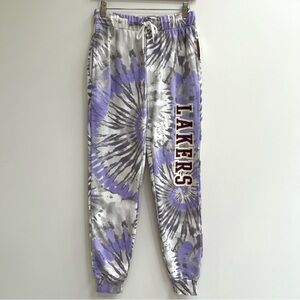 Women's NBA LA Lakers Graphic Jogger Pants Purple Tie-Dye Small
